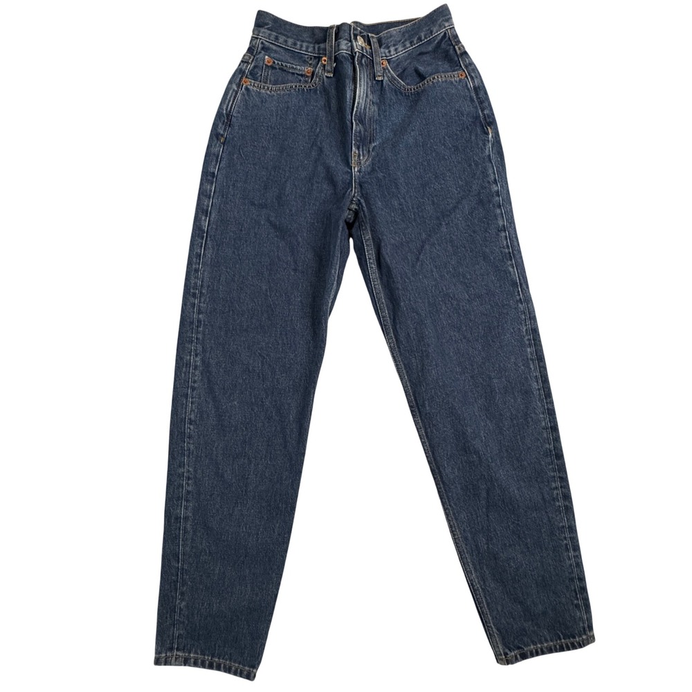 RE/DONE High Rise Tapered Organic Cotton Jeans‎ Rusind Indigo 188-03WTAPRUN 24